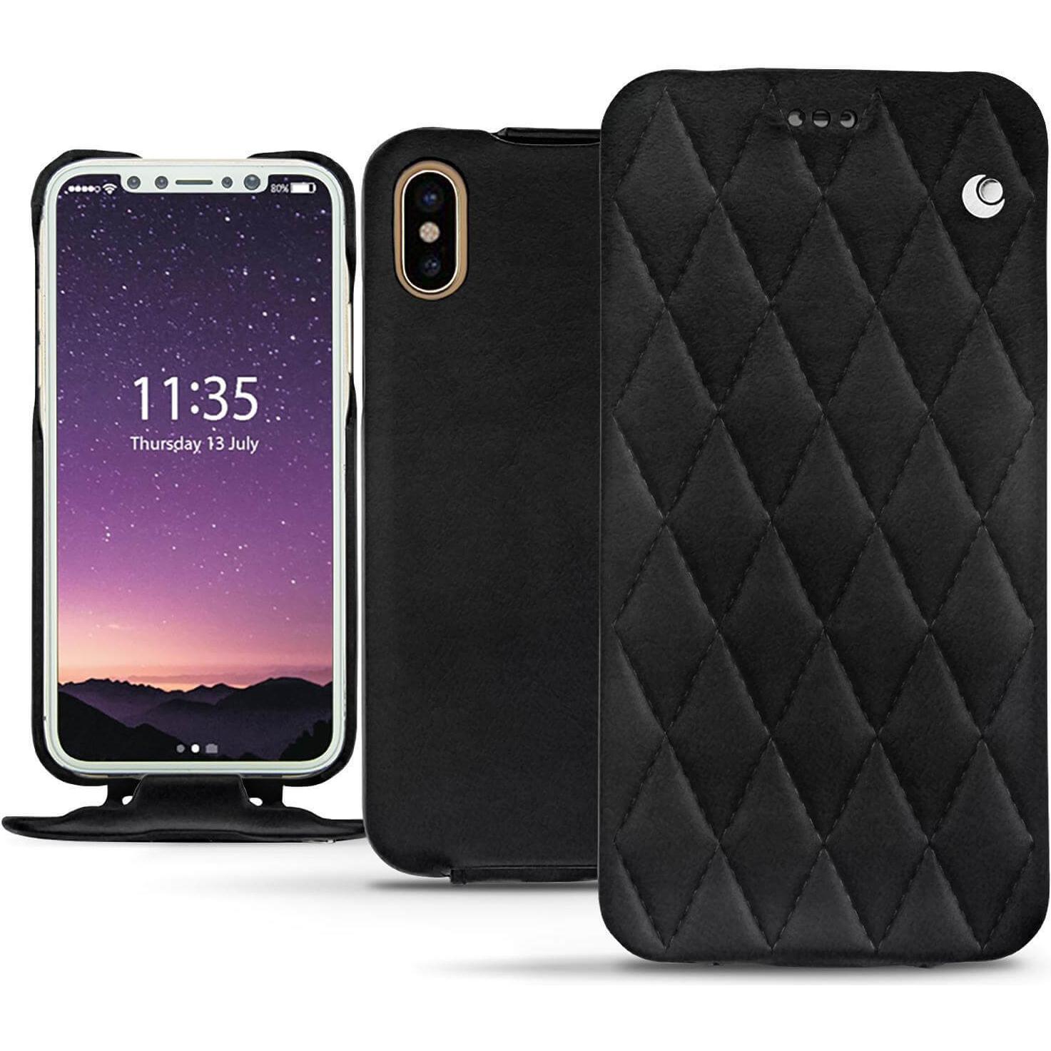 Noreve Lederschutzhülle vertikal (Apple iPhone X), Smartphone Hülle, Schwarz