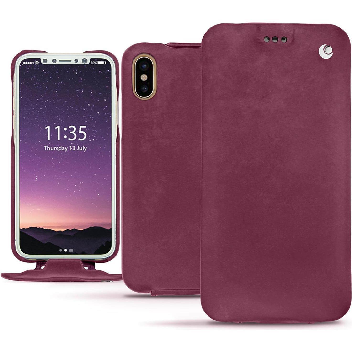 Noreve Lederschutzhülle vertikal (Apple iPhone X), Smartphone Hülle, Violett