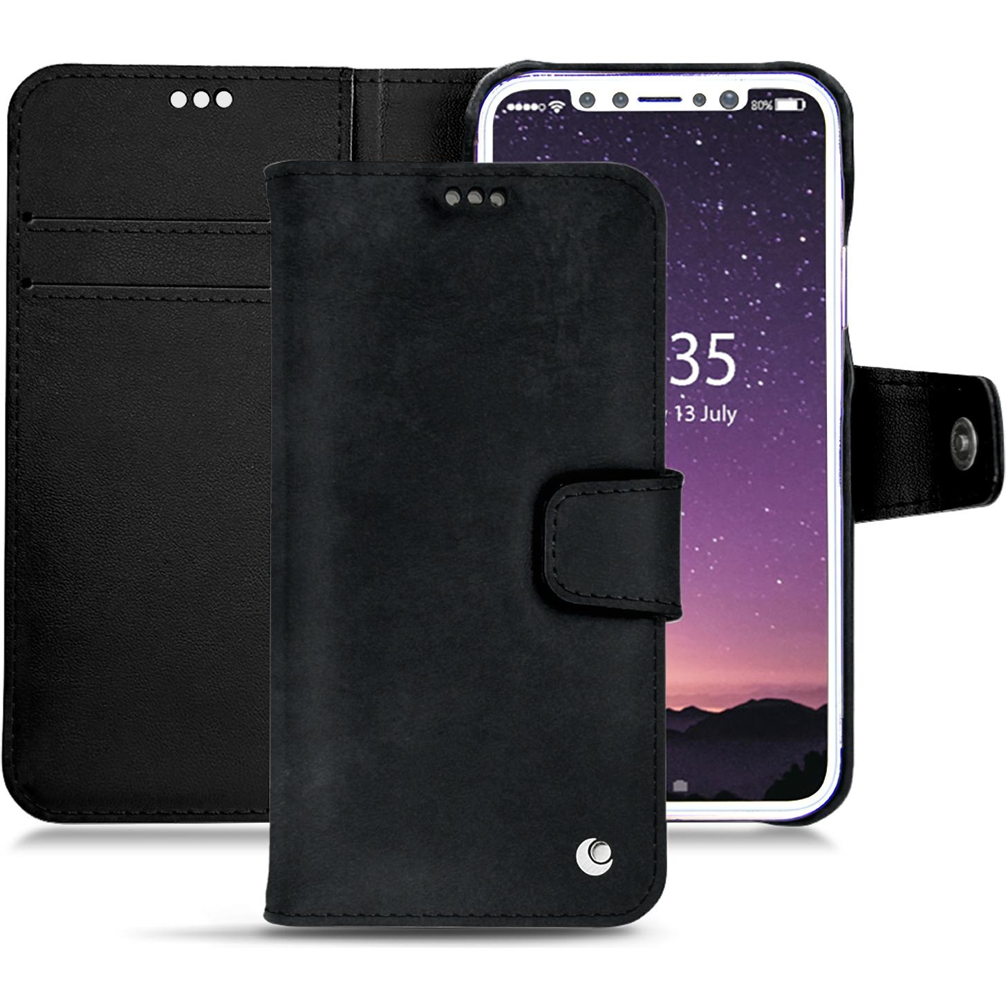 Noreve Lederschutzhülle Wallet (Apple iPhone X), Smartphone Hülle, Schwarz