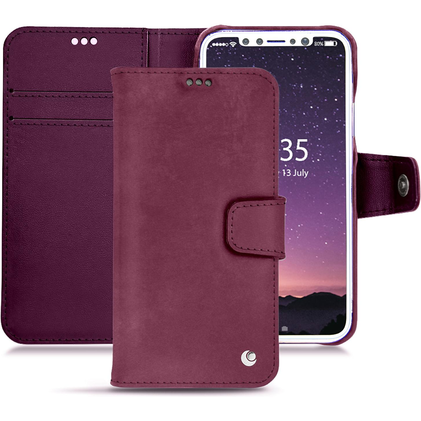Noreve Lederschutzhülle Wallet (Apple iPhone X), Smartphone Hülle, Violett