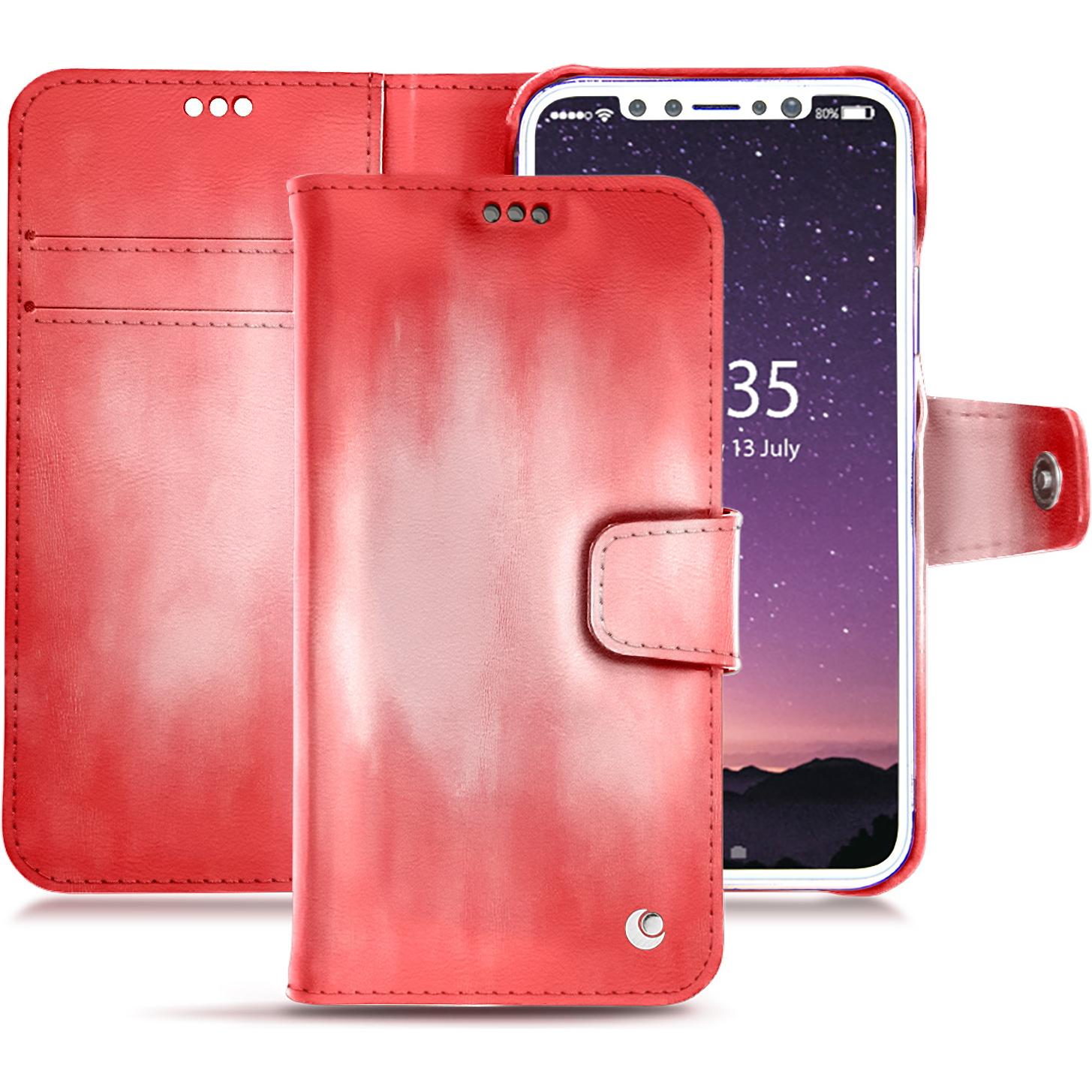 Noreve Lederschutzhülle Wallet (Apple iPhone X), Smartphone Hülle, Rosa