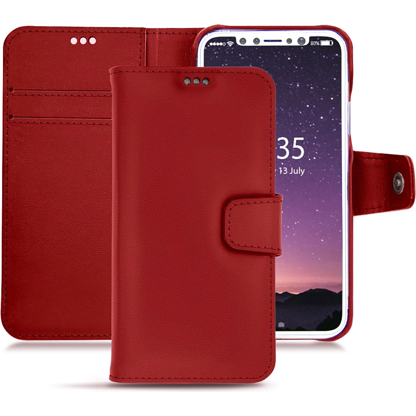 Noreve Lederschutzhülle Wallet (Apple iPhone X), Smartphone Hülle, Rot