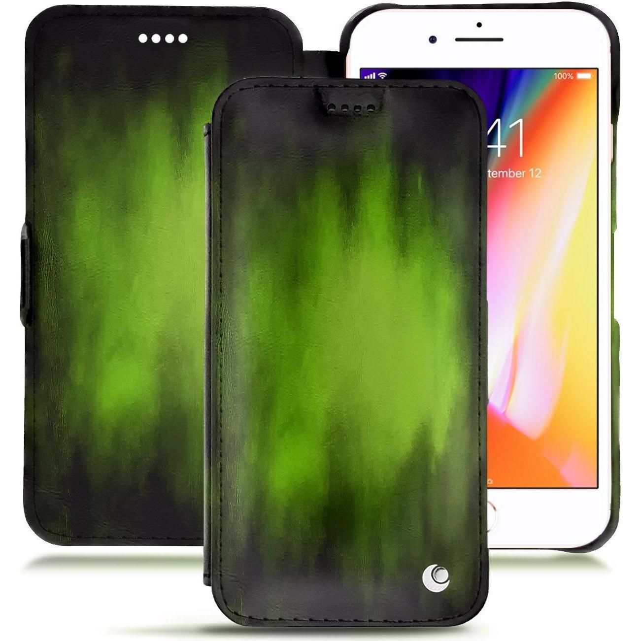 Noreve Lederschutzhülle horizontal (Apple iPhone 8 Plus), Smartphone Hülle, Grün