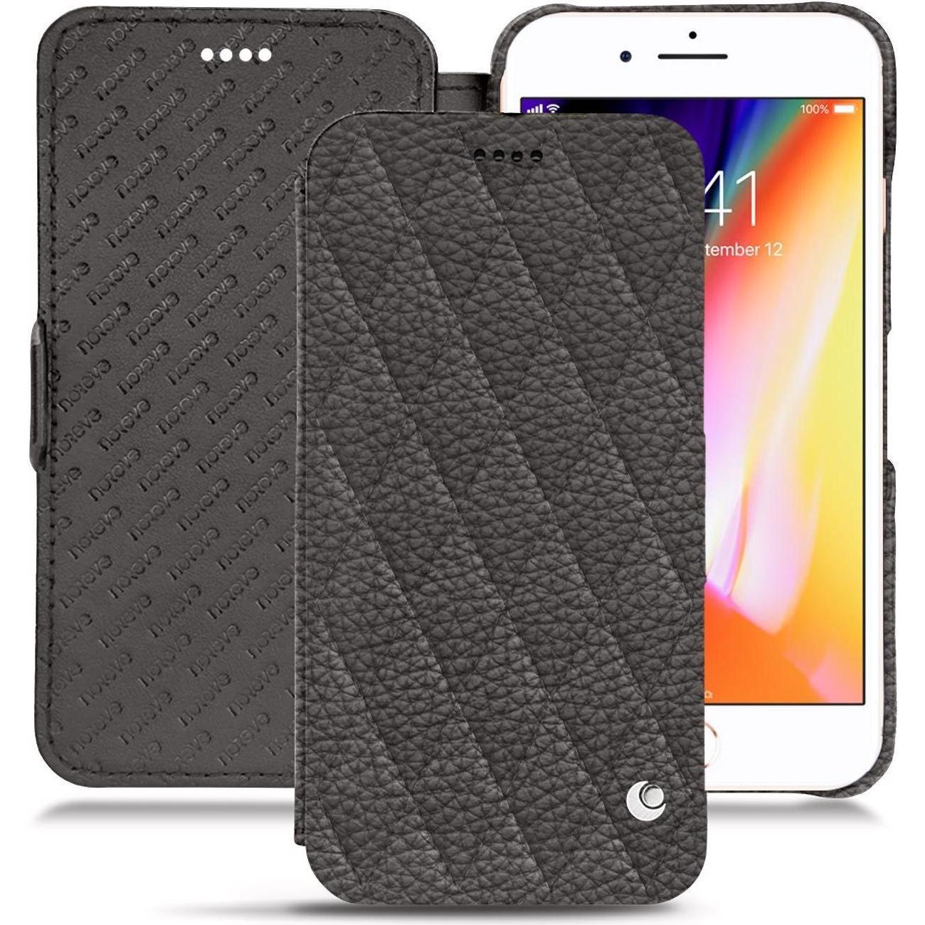 Noreve Lederschutzhülle horizontal (Apple iPhone 8 Plus), Smartphone Hülle, Grau