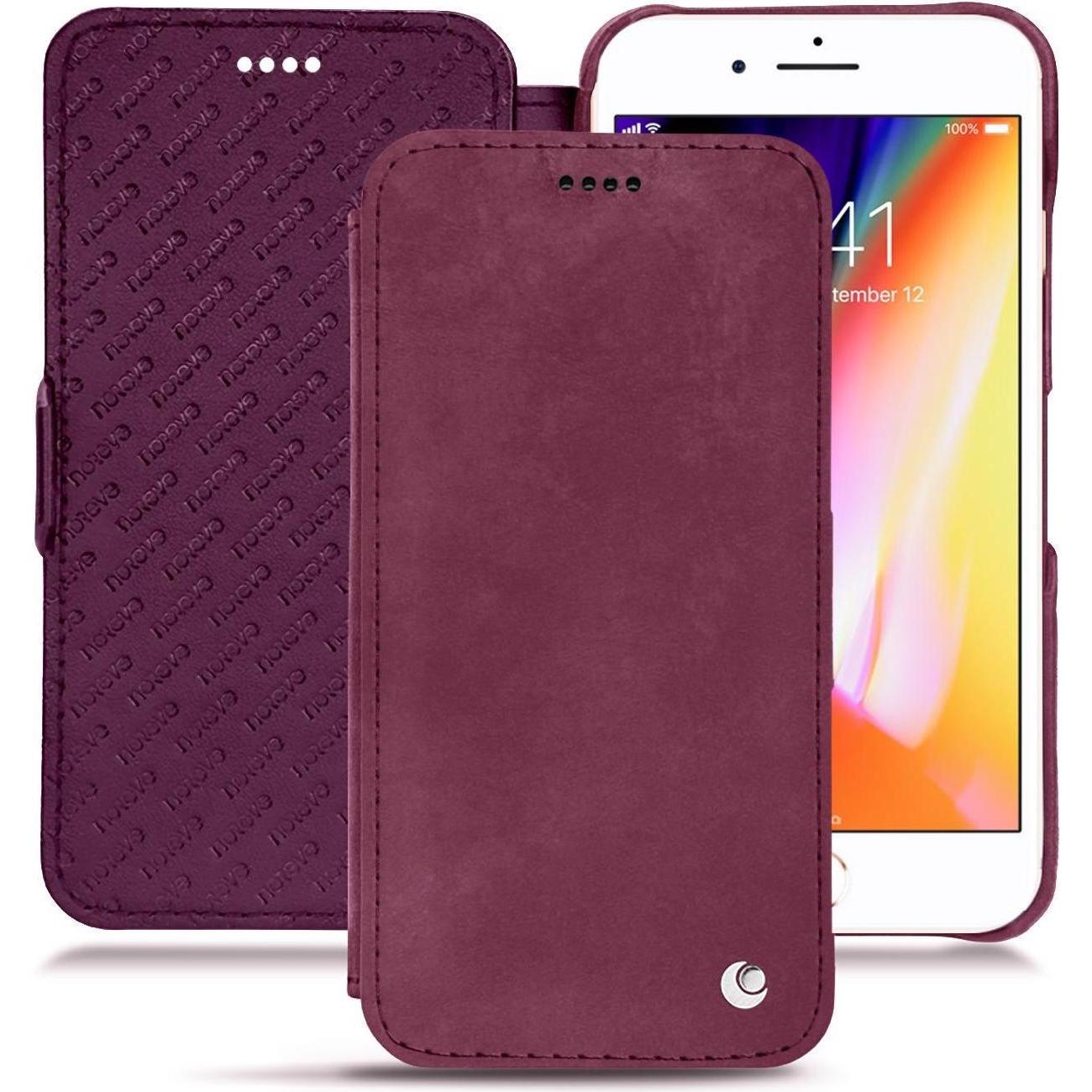 Noreve Lederschutzhülle horizontal (Apple iPhone 8 Plus), Smartphone Hülle, Violett