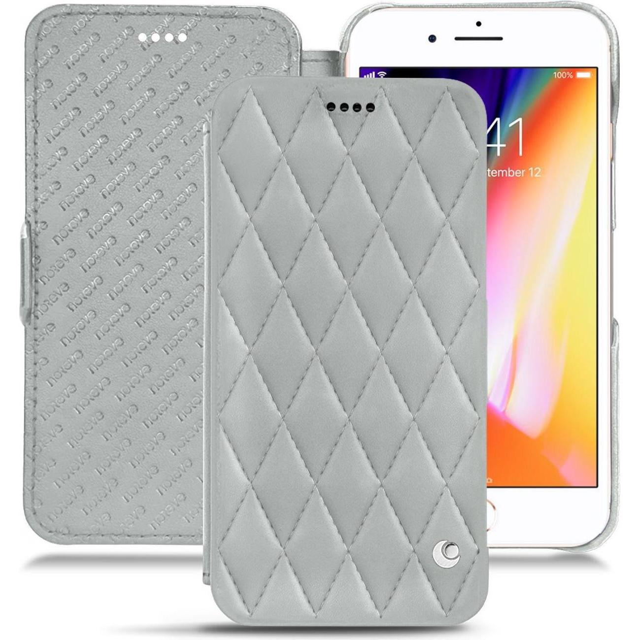 Noreve Lederschutzhülle horizontal (Apple iPhone 8 Plus), Smartphone Hülle, Grau