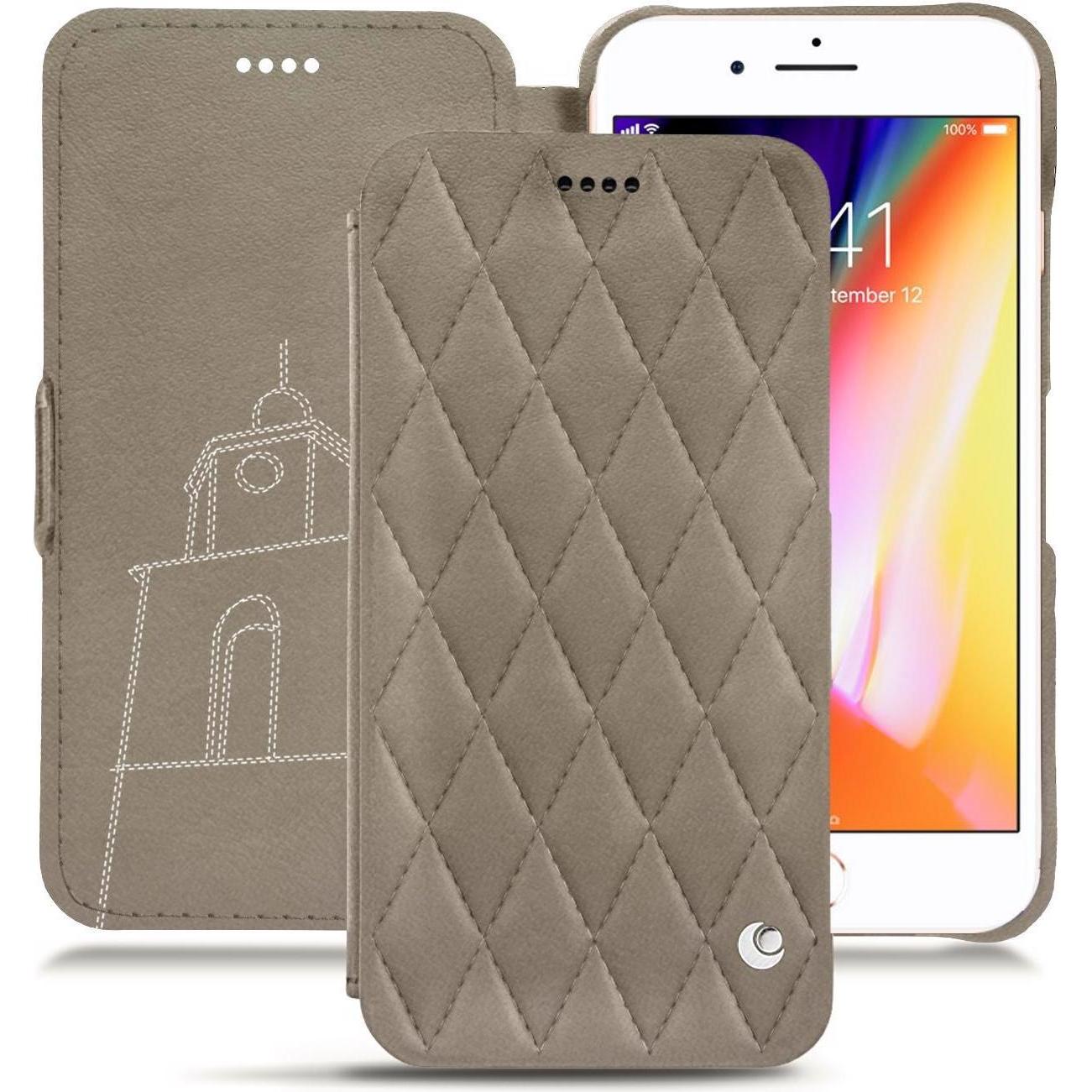 Noreve Lederschutzhülle horizontal (Apple iPhone 8 Plus), Smartphone Hülle, Beige