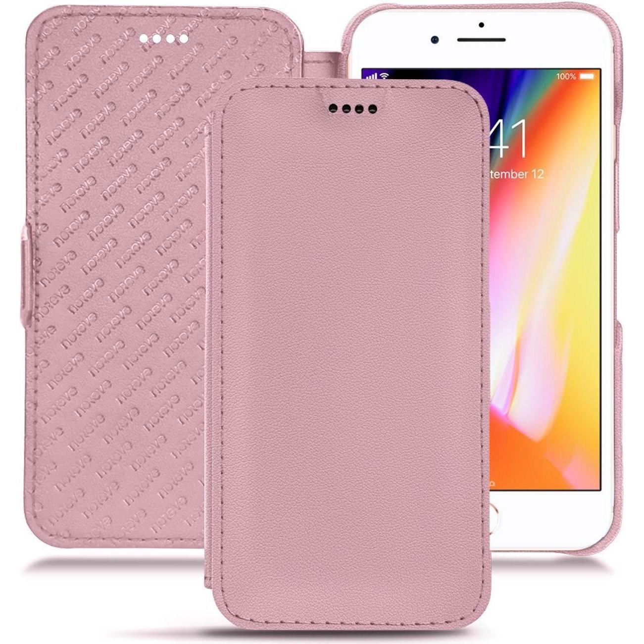 Noreve Lederschutzhülle horizontal (Apple iPhone 8 Plus), Smartphone Hülle, Rosa