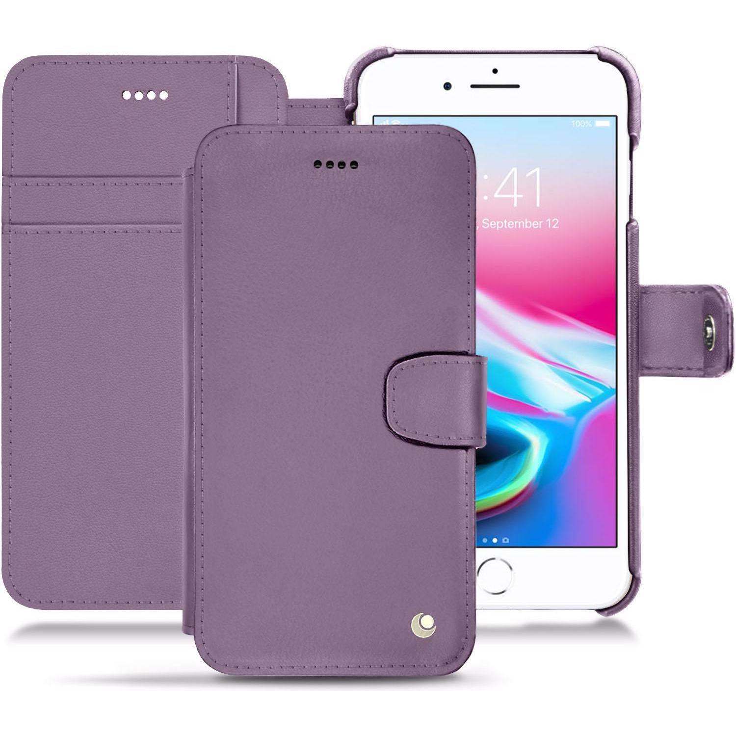 Noreve Lederschutzhülle Wallet (Apple iPhone 8 Plus), Smartphone Hülle, Violett