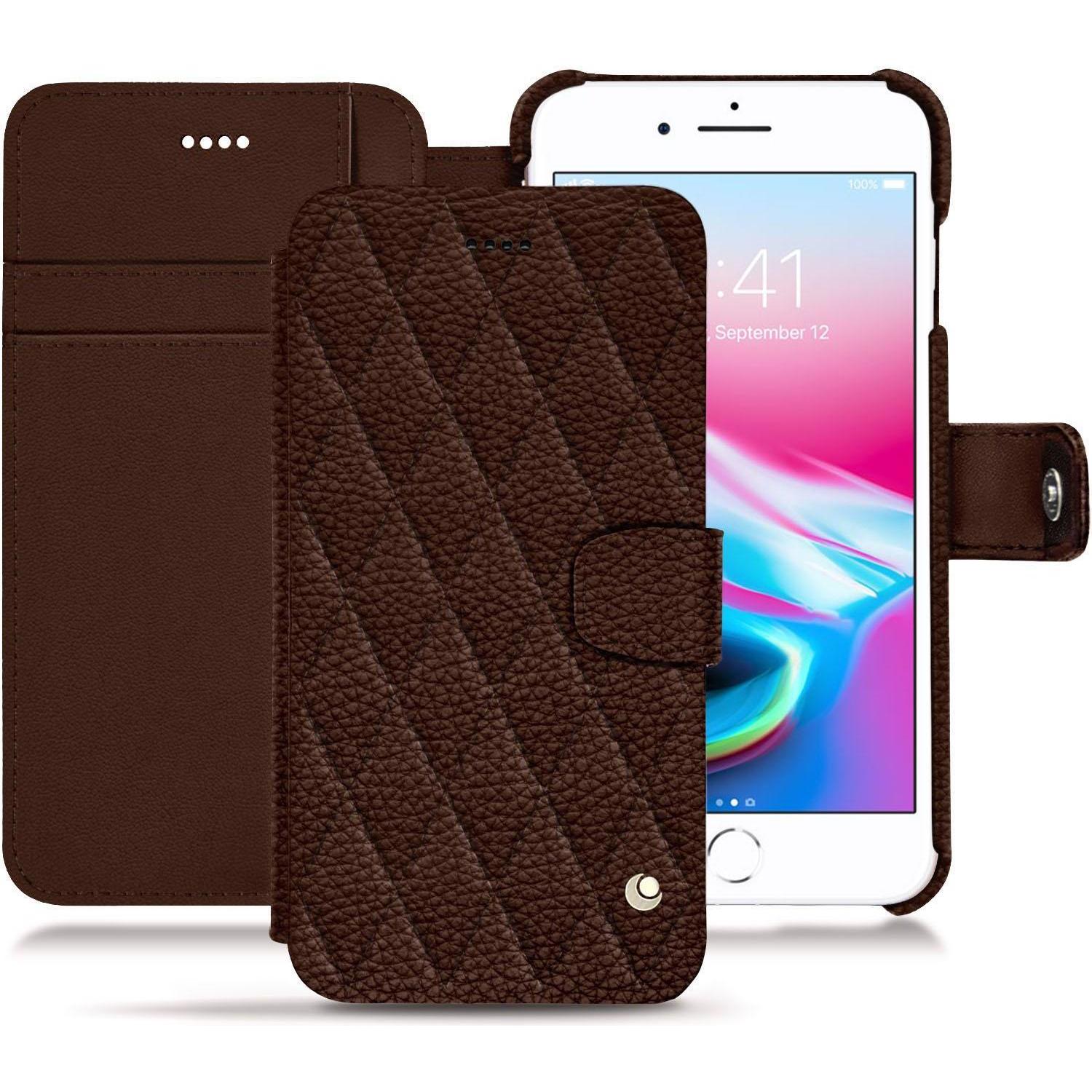 Thumbnail - Noreve Lederschutzhülle Wallet (Apple iPhone 8 Plus), Smartphone Hülle, Braun