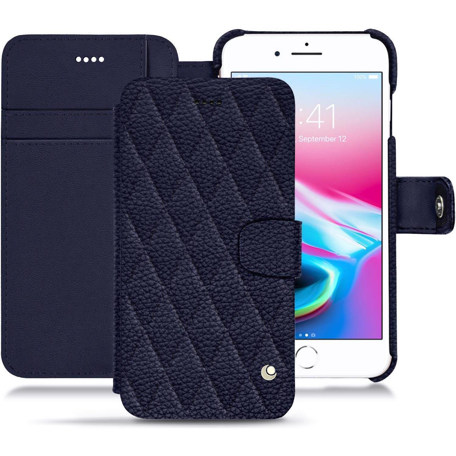 Noreve Lederschutzhülle Wallet (Apple iPhone 8 Plus), Smartphone Hülle, Violett