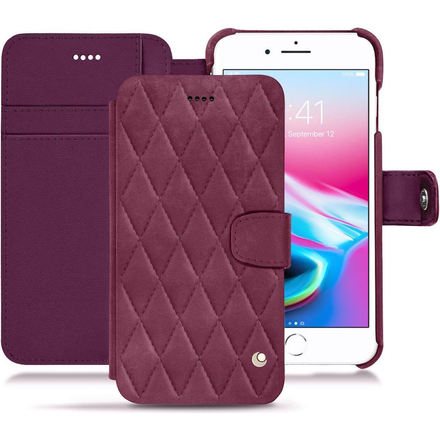 Noreve Lederschutzhülle Wallet (Apple iPhone 8 Plus), Smartphone Hülle, Violett