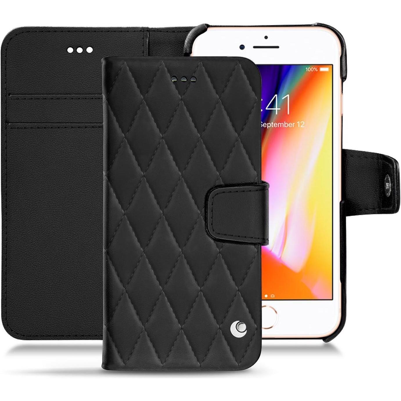 Noreve Lederschutzhülle Wallet (Apple iPhone 8), Smartphone Hülle, Schwarz