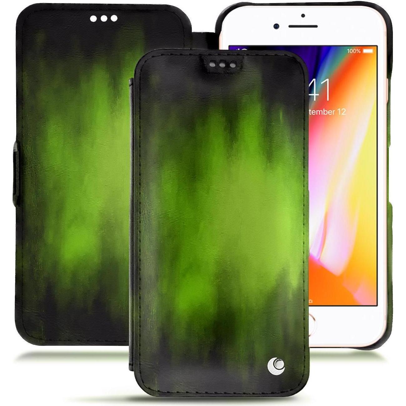 Noreve Lederschutzhülle horizontal (Apple iPhone 8), Smartphone Hülle, Grün