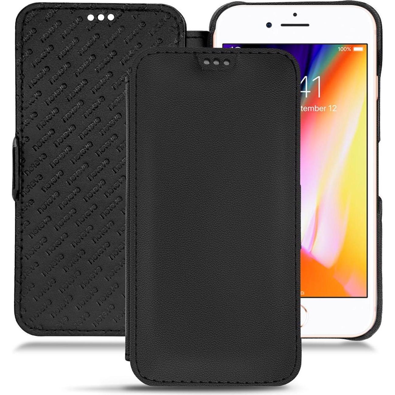 Noreve Lederschutzhülle horizontal (Apple iPhone 8), Smartphone Hülle, Schwarz