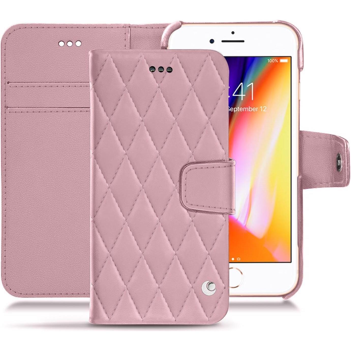Noreve Lederschutzhülle Wallet (Apple iPhone 8), Smartphone Hülle, Rosa