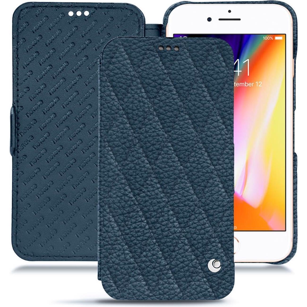 Noreve Lederschutzhülle horizontal (Apple iPhone 8), Smartphone Hülle, Blau