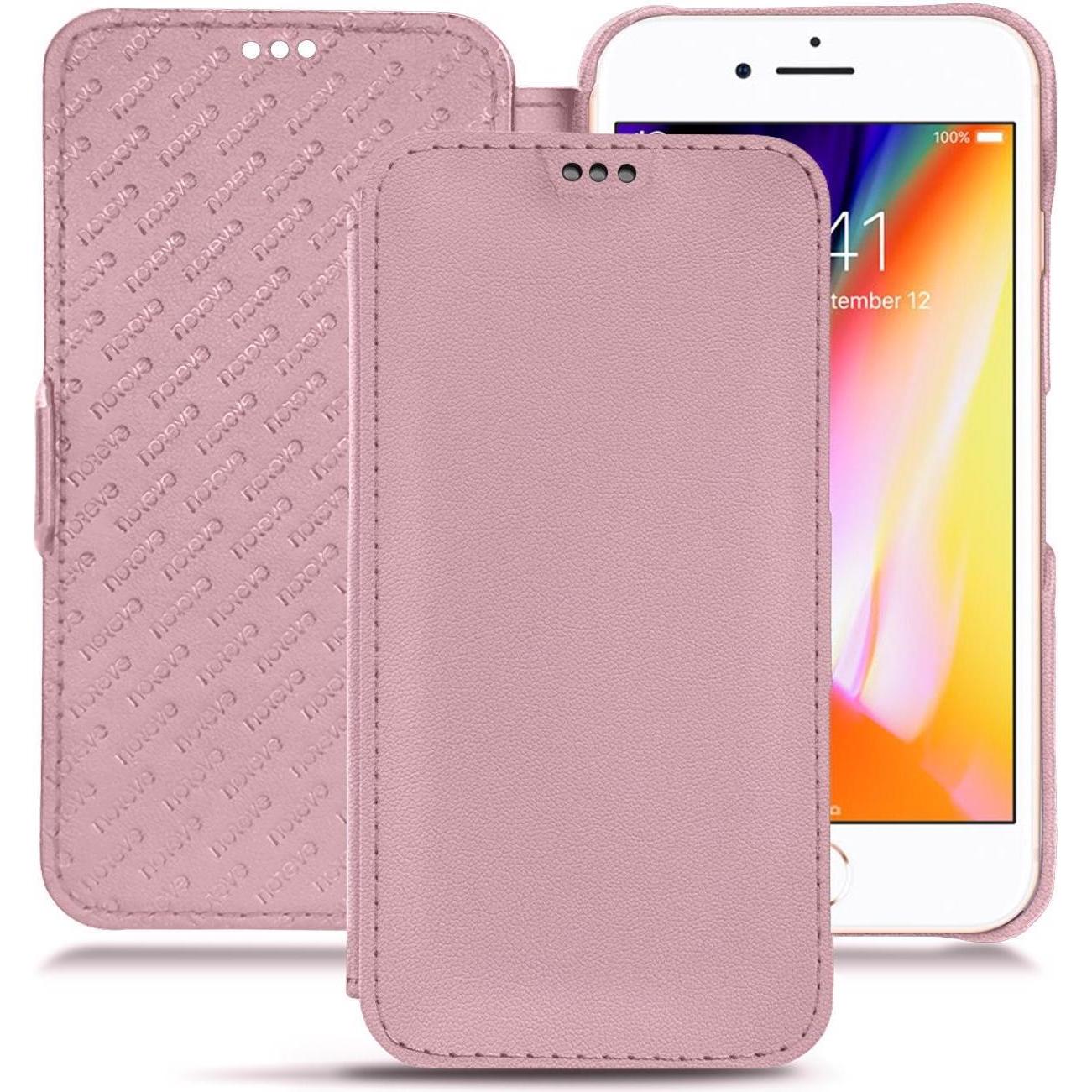 Noreve Lederschutzhülle horizontal (Apple iPhone 8), Smartphone Hülle, Rosa