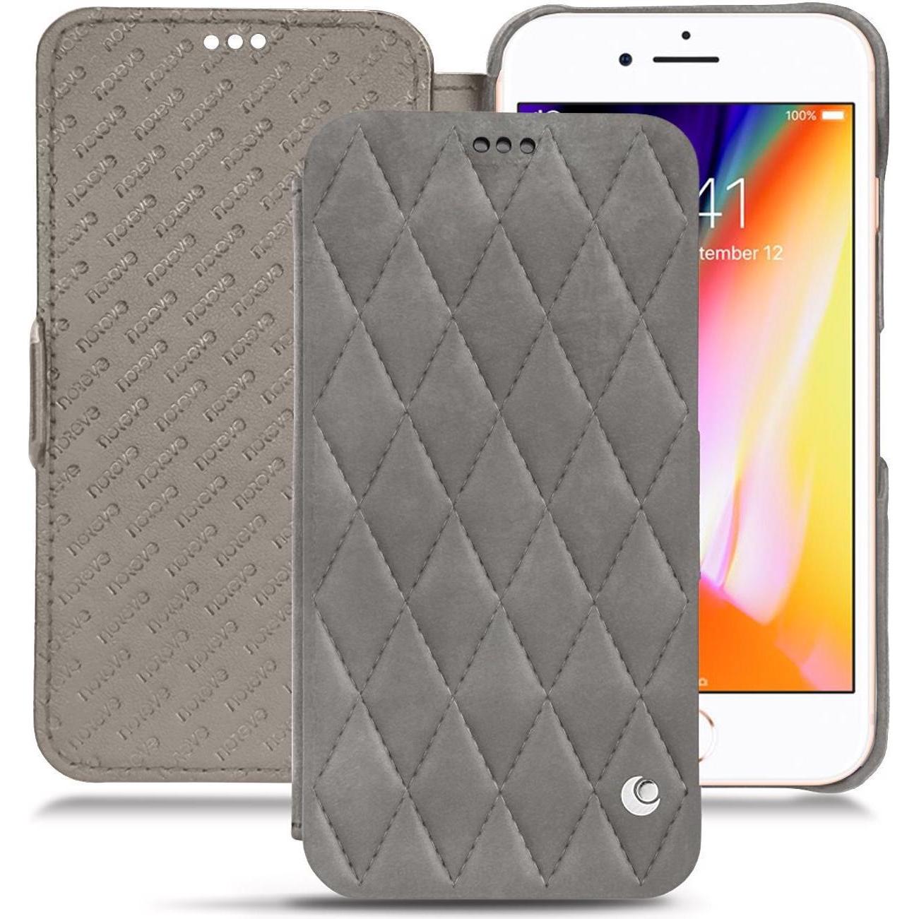 Noreve Lederschutzhülle horizontal (Apple iPhone 8), Smartphone Hülle, Grau