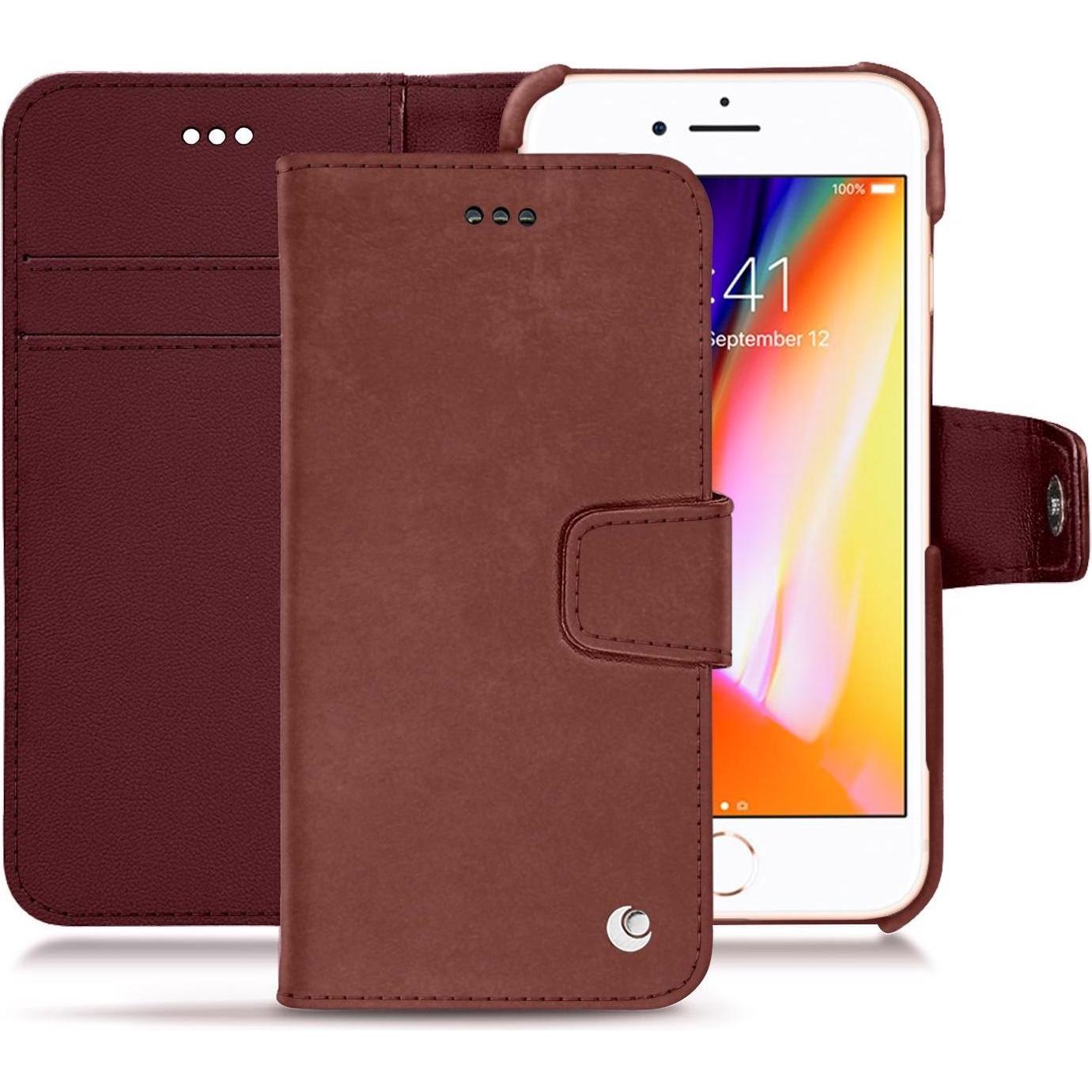 Noreve Lederschutzhülle Wallet (Apple iPhone 8), Smartphone Hülle, Rot
