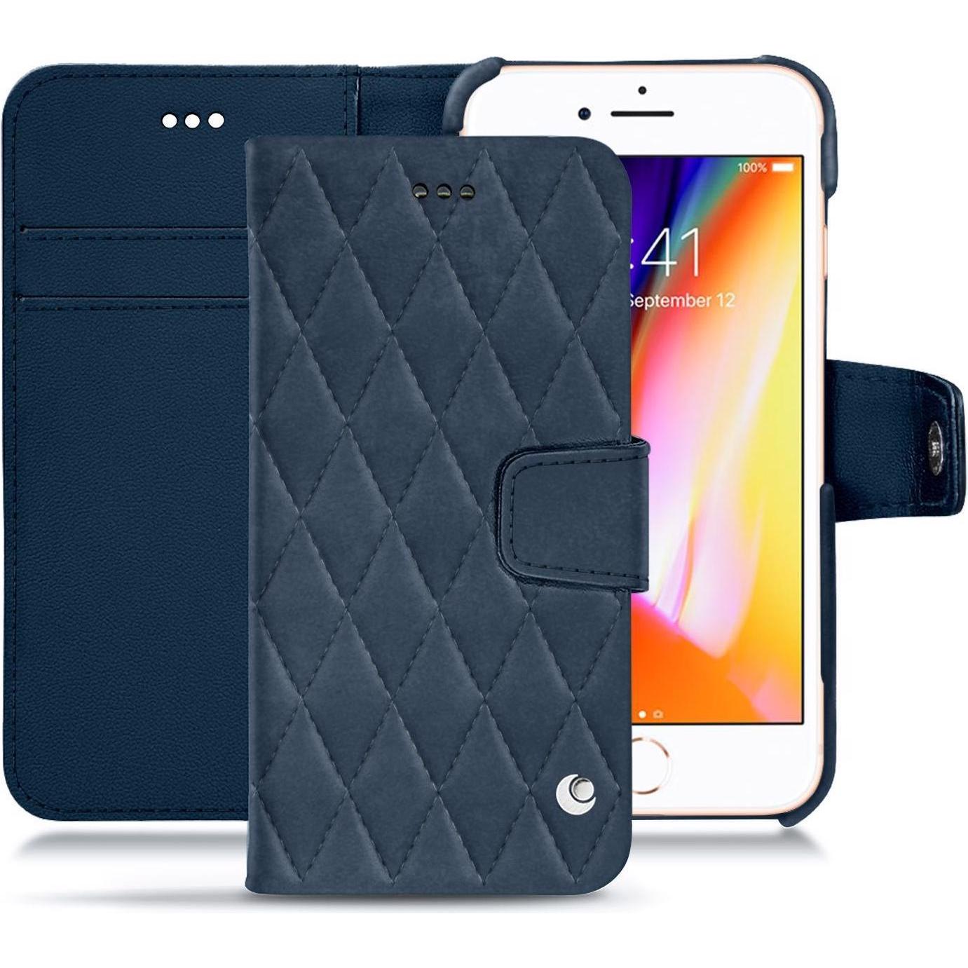 Noreve Lederschutzhülle Wallet (Apple iPhone 8), Smartphone Hülle, Blau