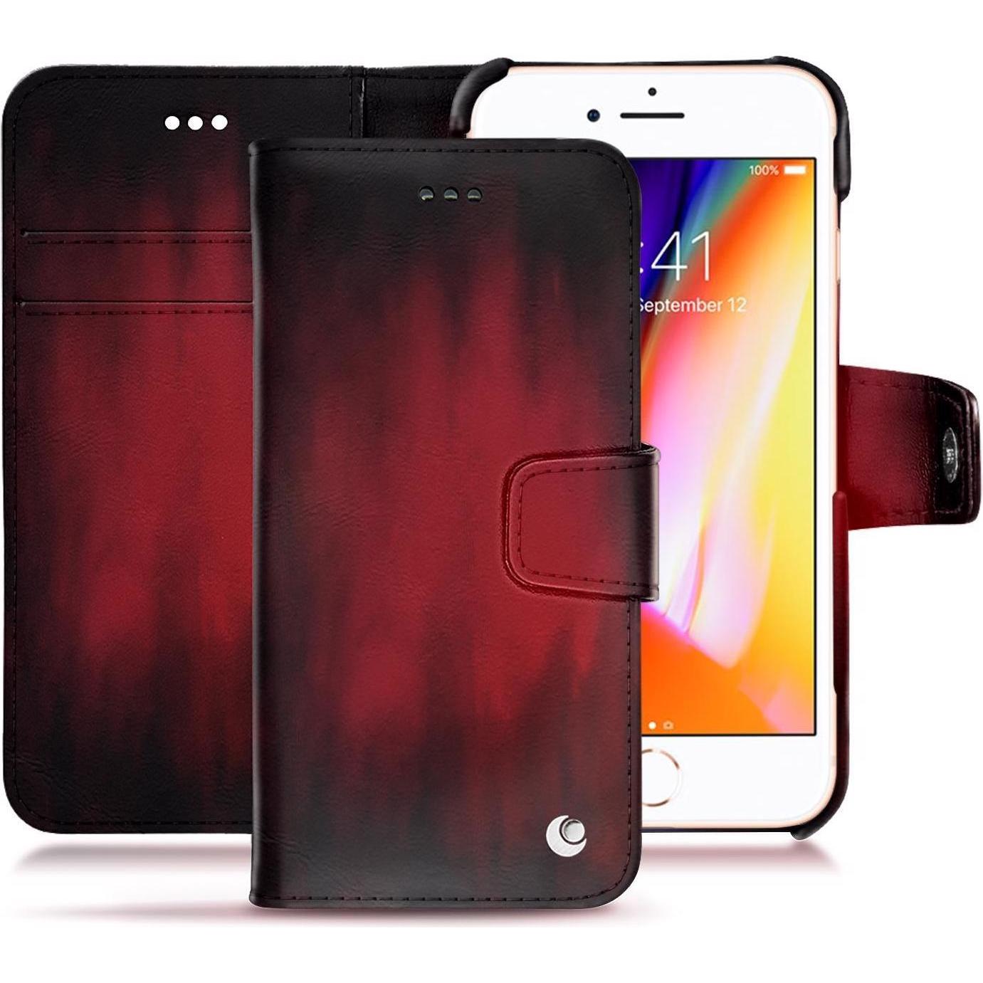Noreve Lederschutzhülle Wallet (Apple iPhone 8), Smartphone Hülle, Rot