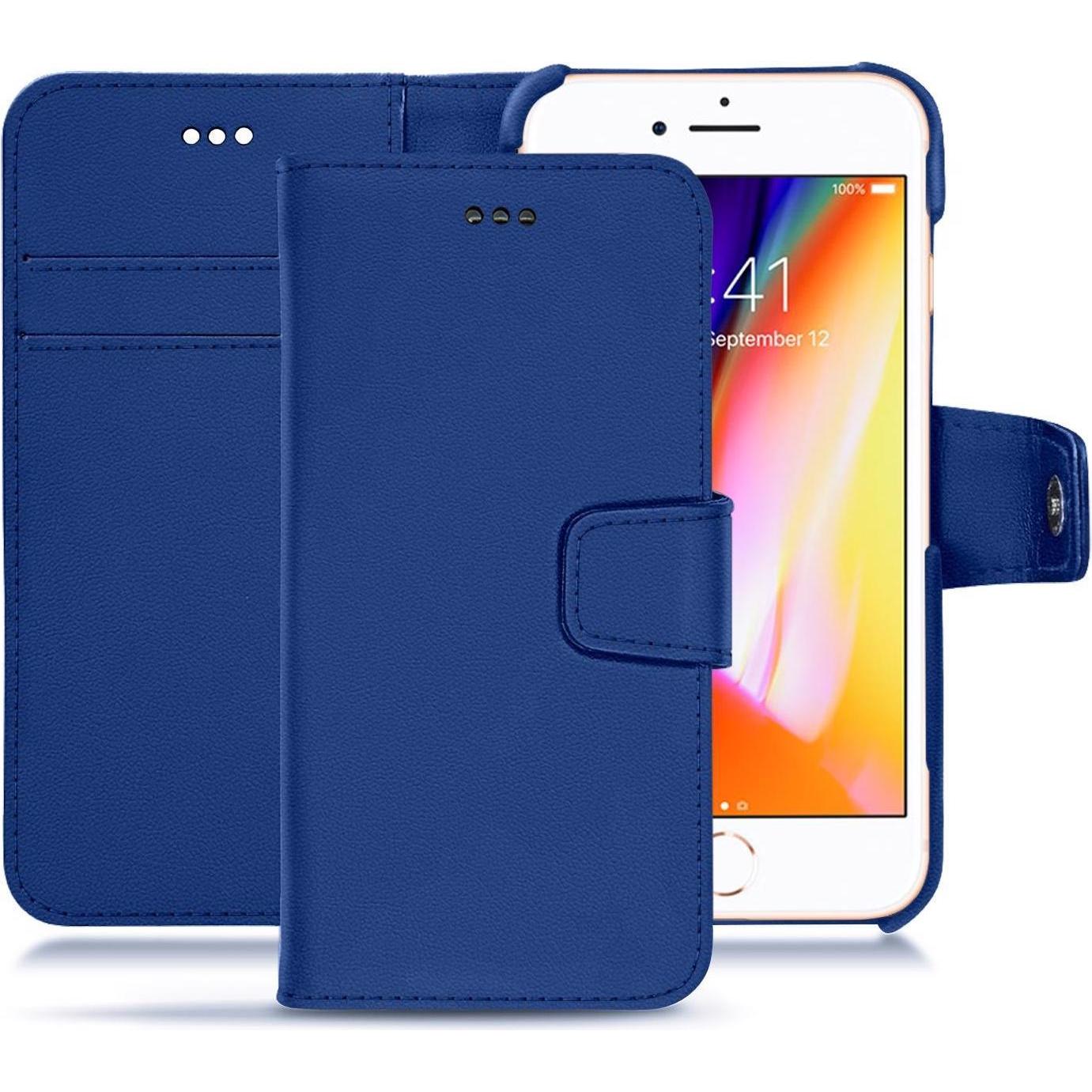Noreve Lederschutzhülle Wallet (Apple iPhone 8), Smartphone Hülle, Blau