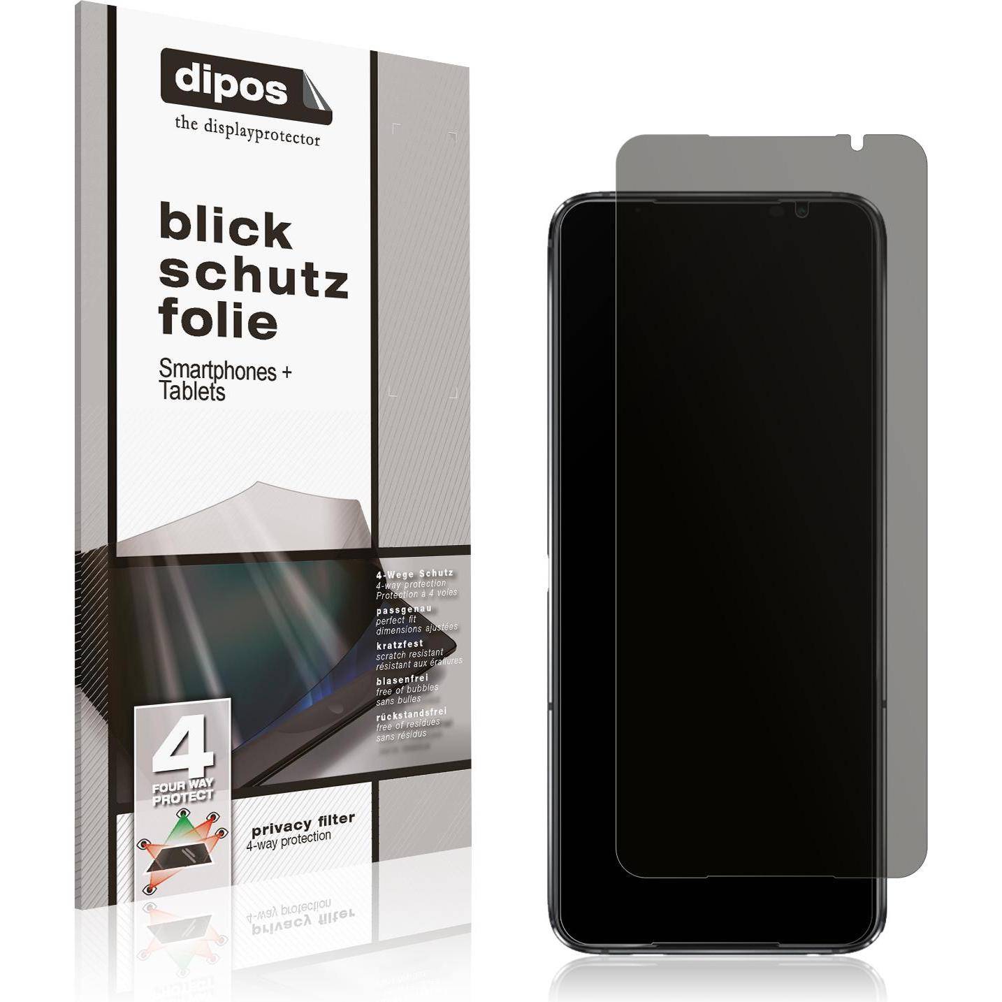 Dipos Blickschutzfolie 4-Way Privacy (1 Stück, Asus ROG Phone 6D), Smartphone Schutzfolie, Transparent