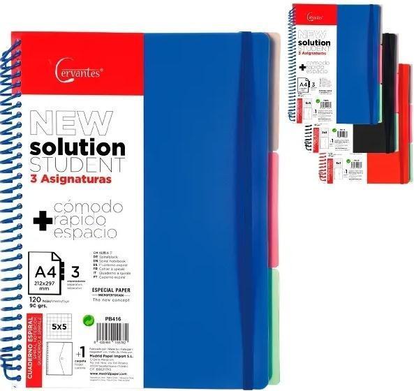 Image du produit Main paper Notizbuch A4/120K Raster mit drei Trennblättern MIX (A4, Quadrillé, Couverture rigide)