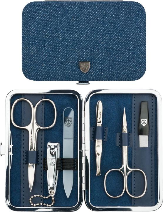Immagine prodotto Kellermann Set manicure 6 pezzi lima in vetro Genova Blue Textile Jeans