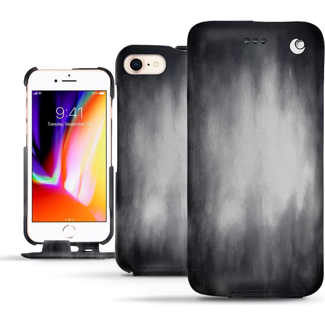 Thumbnail - Noreve Lederschutzhülle vertikal (Apple iPhone 8), Smartphone Hülle, Grau
