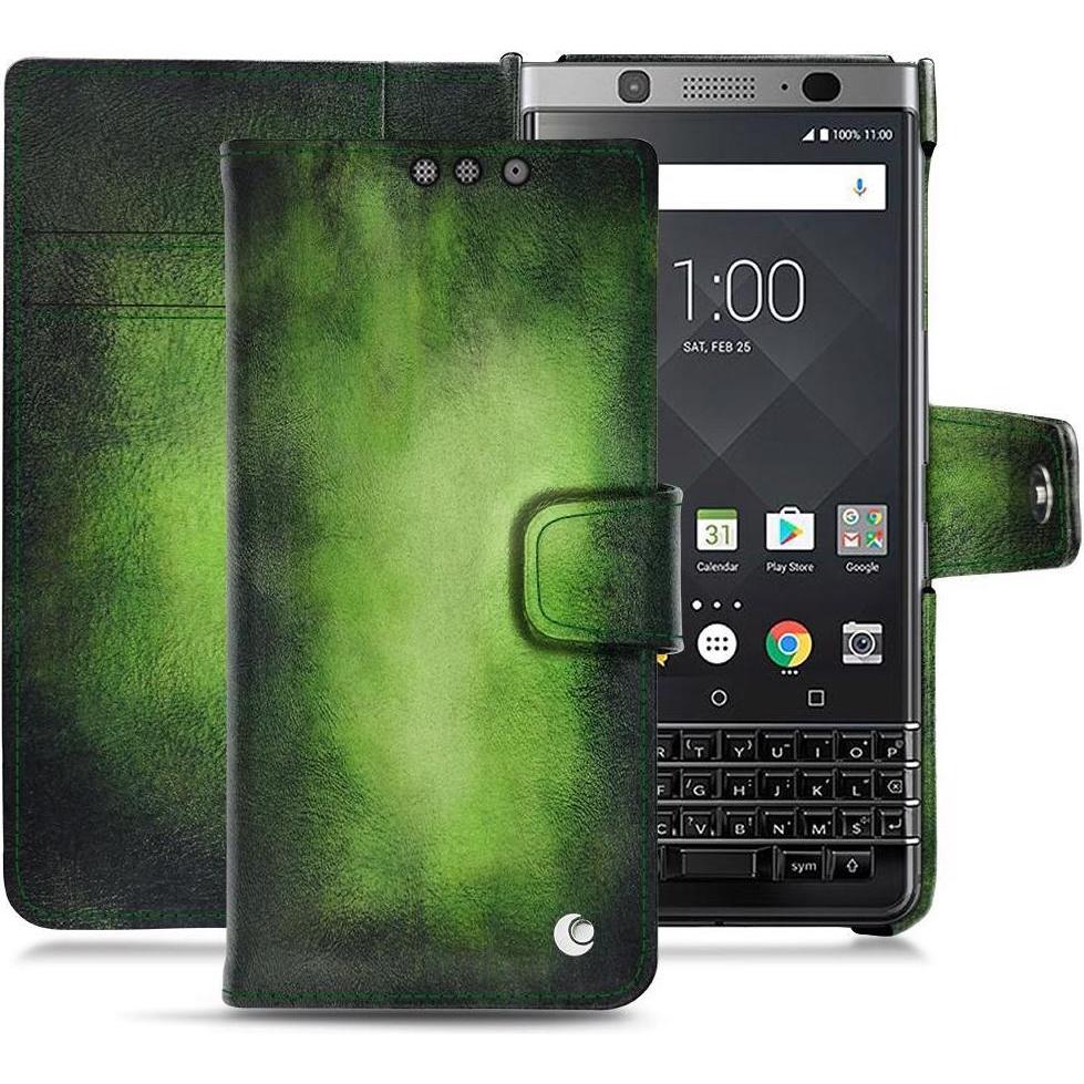 Noreve Lederschutzhülle Wallet (Blackberry KEYone), Smartphone Hülle, Grün