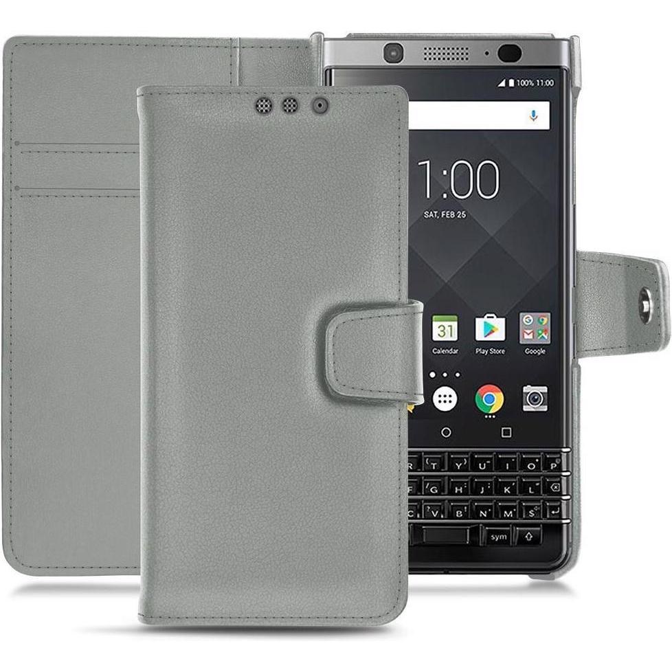 Noreve Lederschutzhülle Wallet (Blackberry KEYone), Smartphone Hülle, Grau