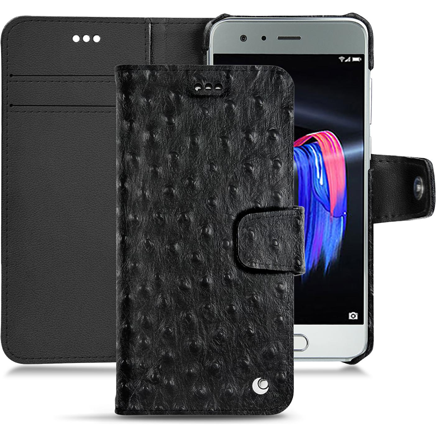 Noreve Lederschutzhülle Wallet (Honor 9), Smartphone Hülle, Schwarz