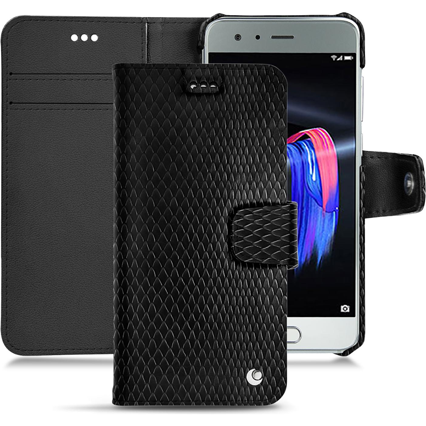 Noreve Lederschutzhülle Wallet (Honor 9), Smartphone Hülle, Schwarz