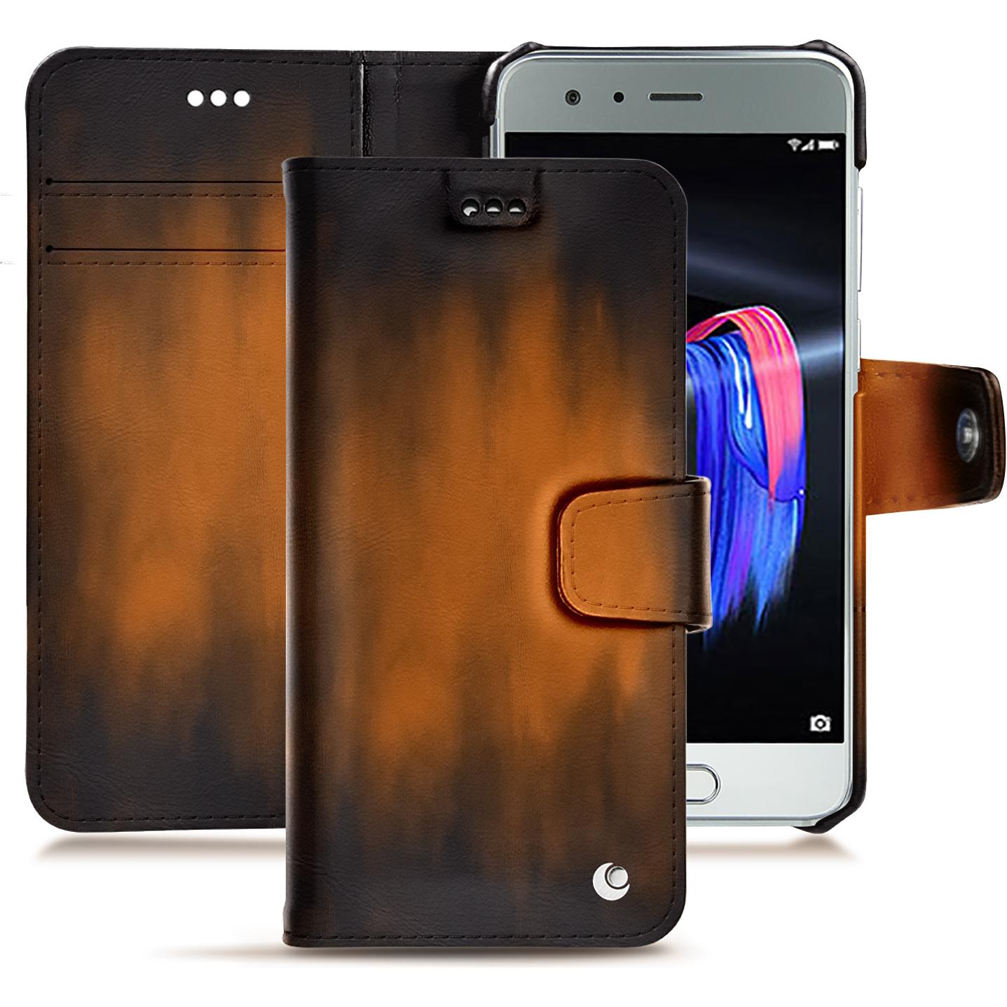 Noreve Lederschutzhülle Wallet (Honor 9), Smartphone Hülle, Braun