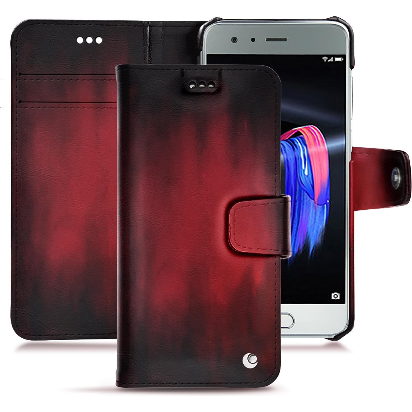 Noreve Lederschutzhülle Wallet (Honor 9), Smartphone Hülle, Rot