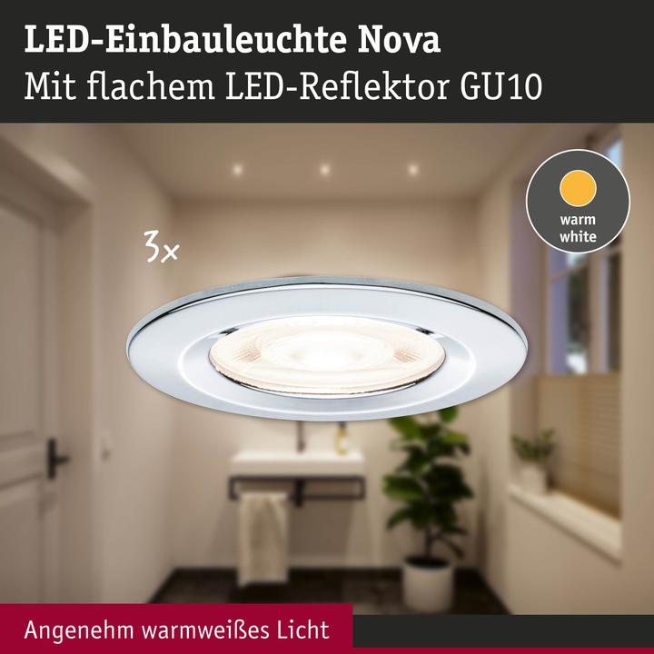 Produktbild Paulmann 92310 Nova LED-Einbauleuchte GU10 4.9 W Chrom (550 lm, GU10)
