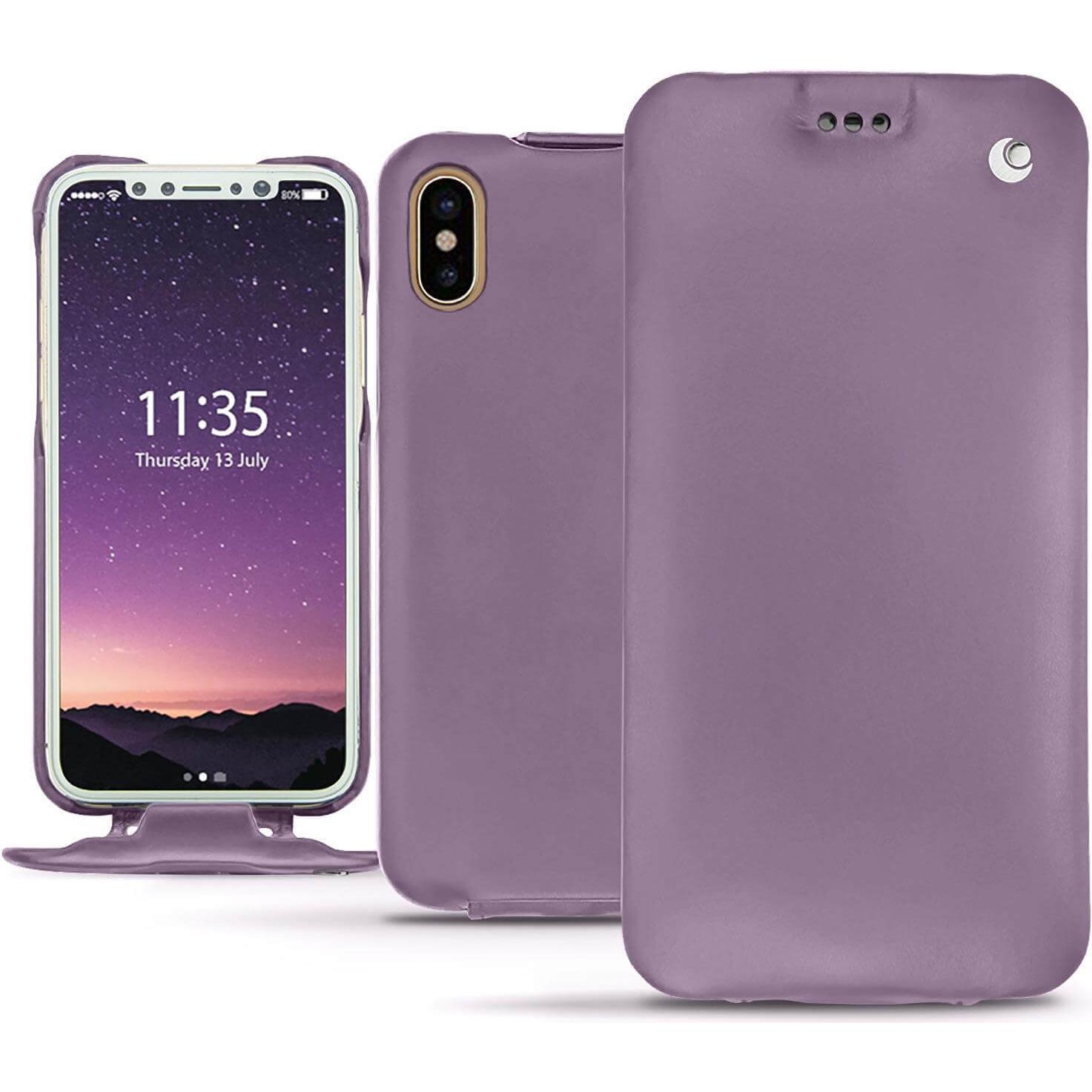 Noreve Lederschutzhülle vertikal (Apple iPhone X), Smartphone Hülle, Violett