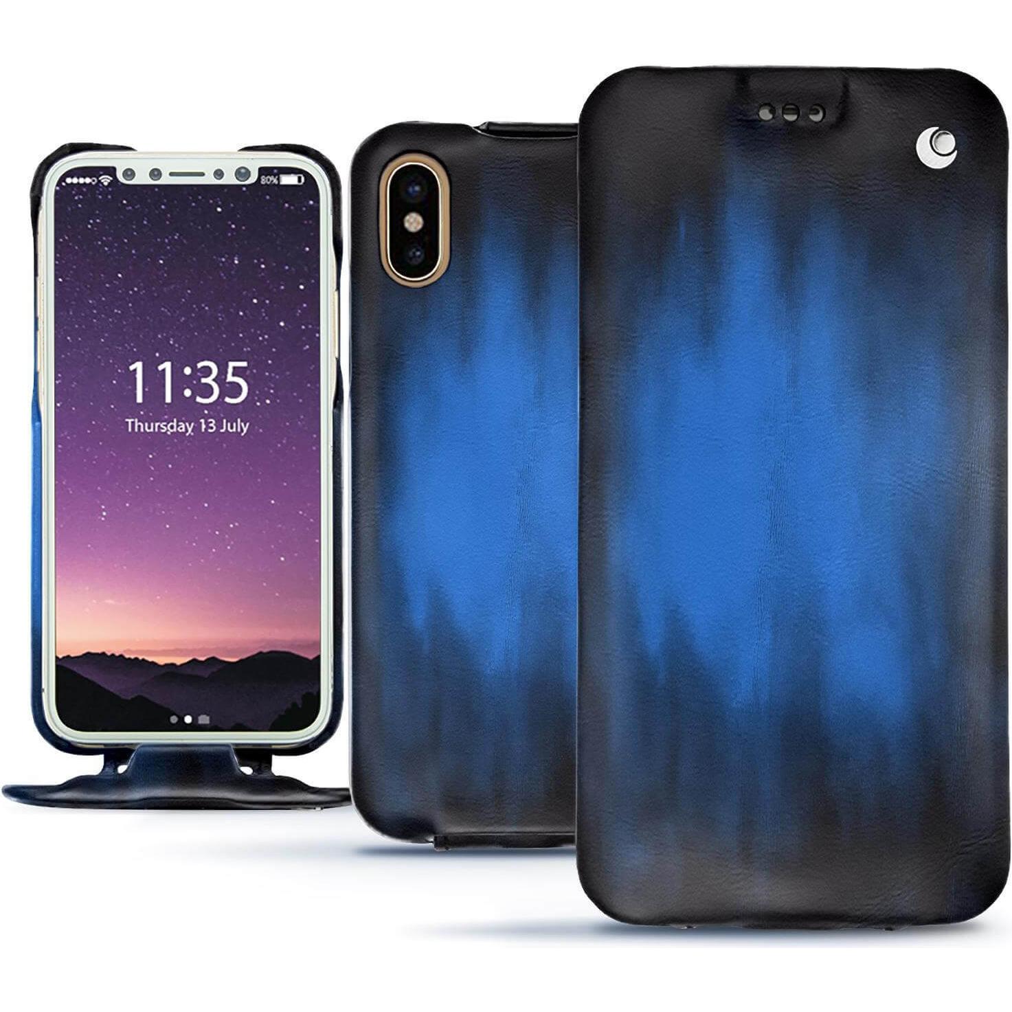 Thumbnail - Noreve Lederschutzhülle vertikal (Apple iPhone X), Smartphone Hülle, Blau