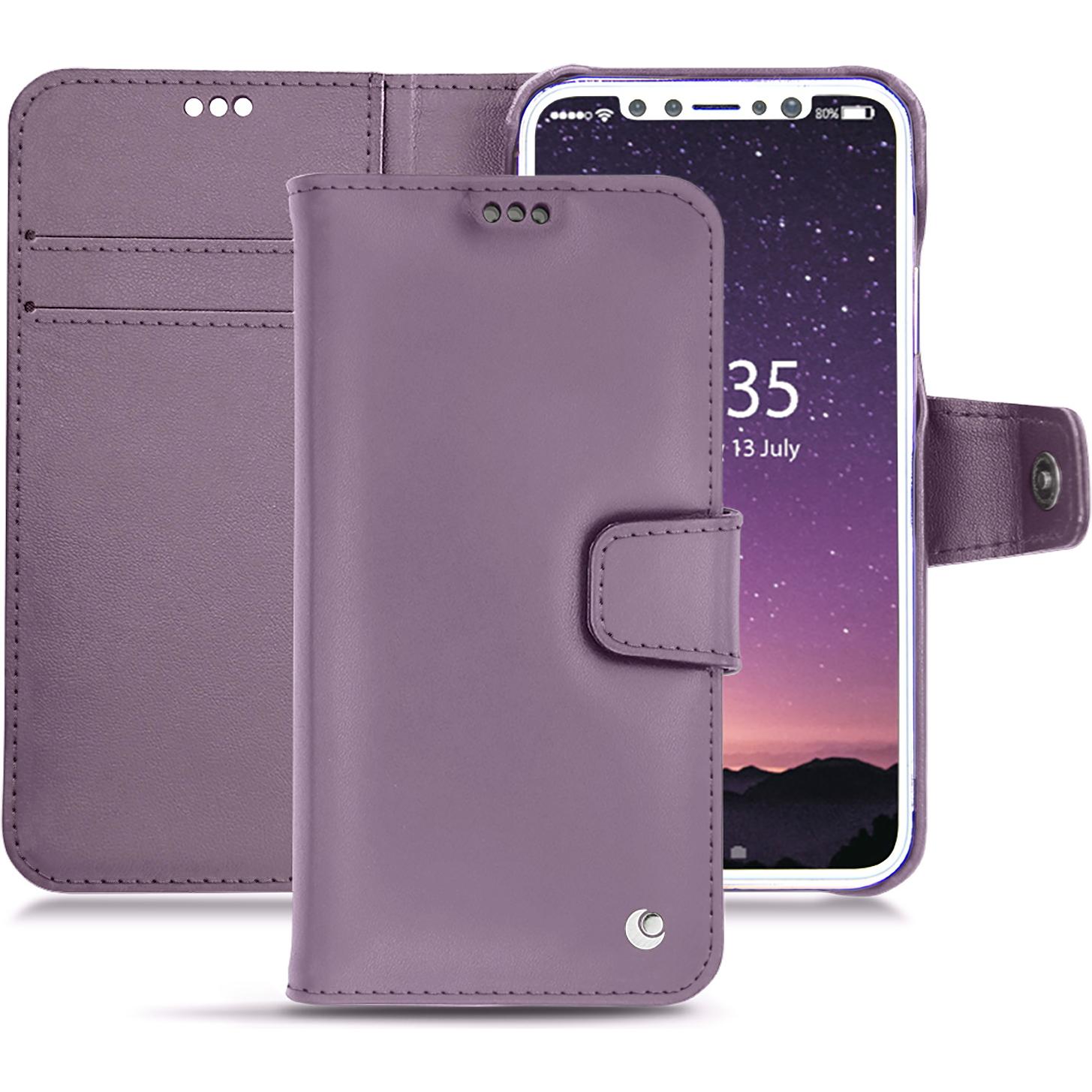 Noreve Lederschutzhülle Wallet (Apple iPhone X), Smartphone Hülle, Violett