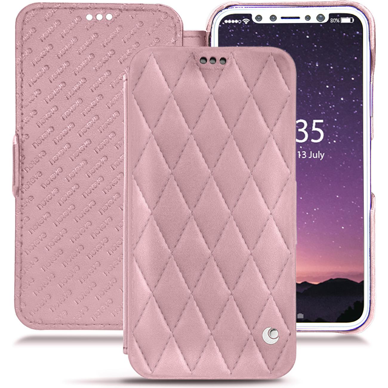 Noreve Lederschutzhülle horizontal (Apple iPhone X), Smartphone Hülle, Rosa