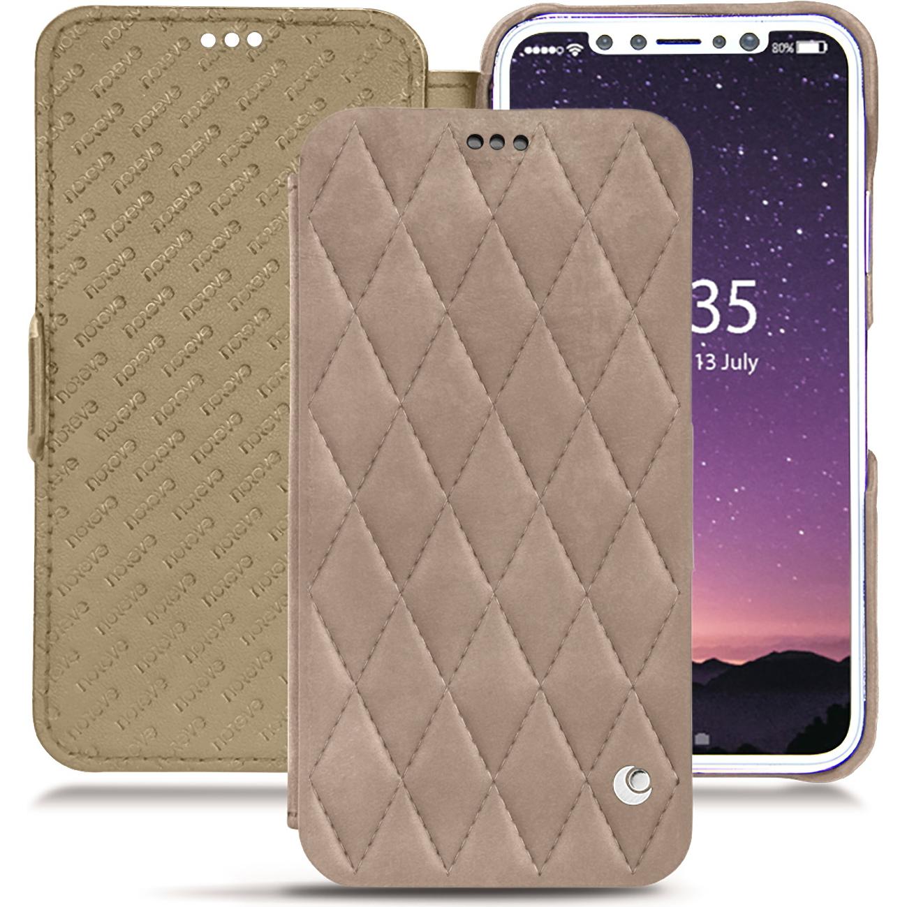Thumbnail - Noreve Lederschutzhülle horizontal (Apple iPhone X), Smartphone Hülle, Beige