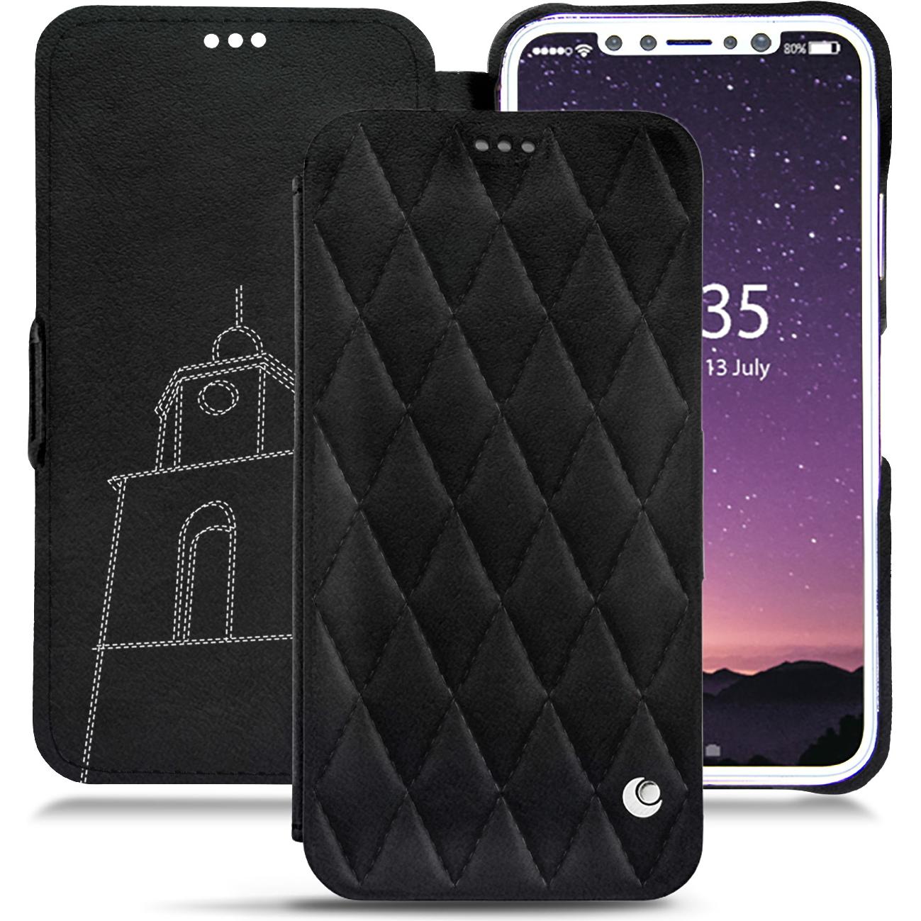 Noreve Lederschutzhülle horizontal (Apple iPhone X), Smartphone Hülle, Schwarz
