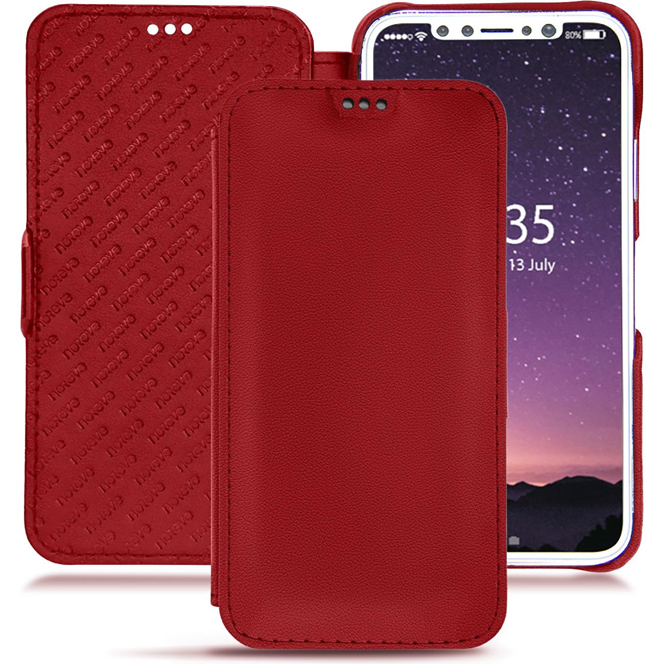 Noreve Lederschutzhülle horizontal (Apple iPhone X), Smartphone Hülle, Rot