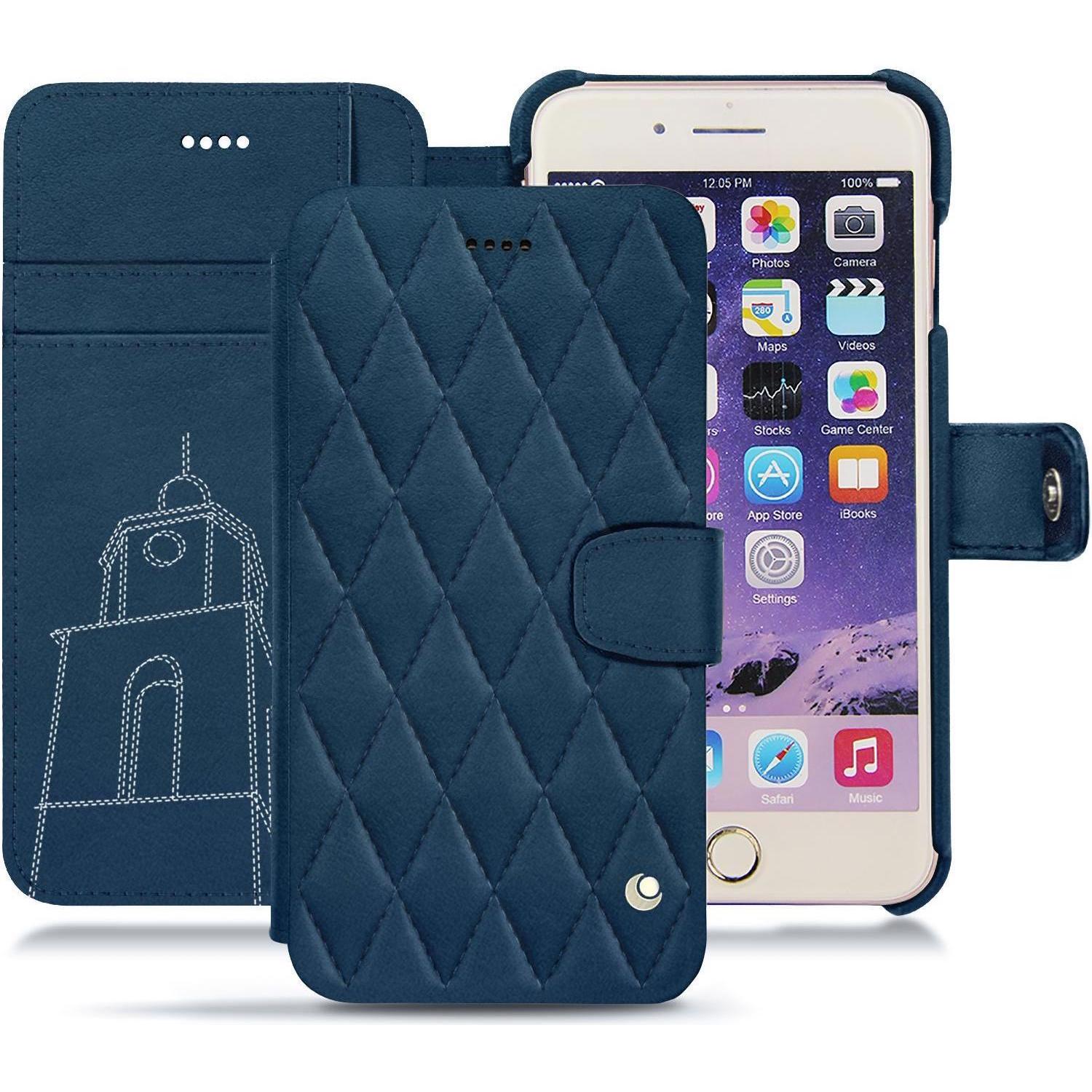 Noreve Lederschutzhülle Wallet (Apple iPhone 7 Plus), Smartphone Hülle, Blau