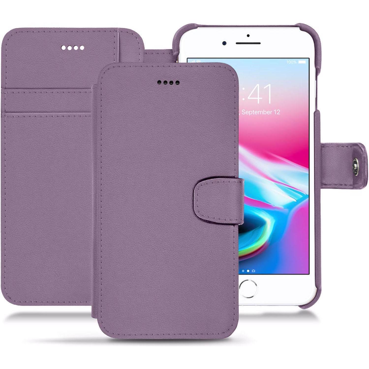 Noreve Lederschutzhülle Wallet (Apple iPhone 8 Plus), Smartphone Hülle, Violett