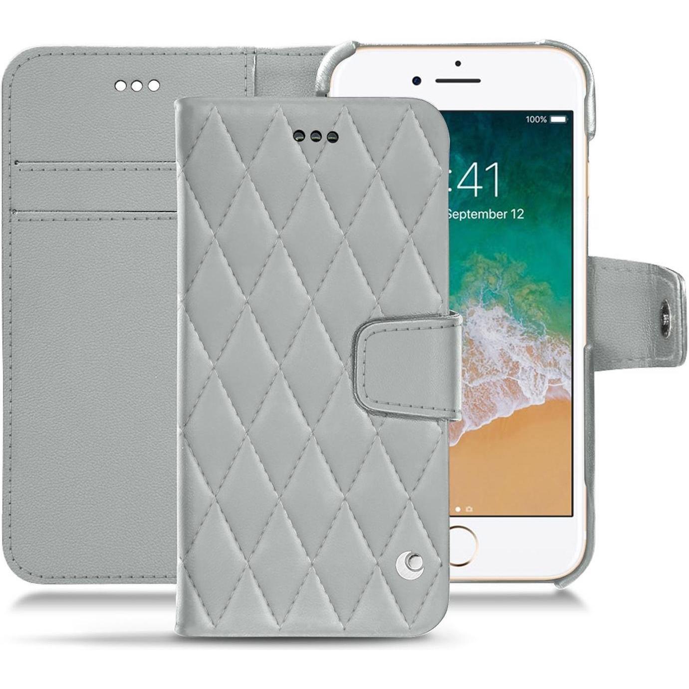 Noreve Lederschutzhülle Wallet (Apple iPhone 7), Smartphone Hülle, Grau