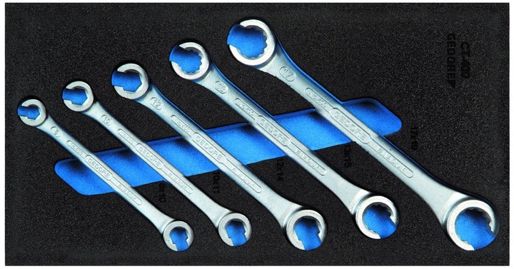 Actual product image Gedore 1500 CT1-400 Double-ended ring spanner set, open, in check tool module