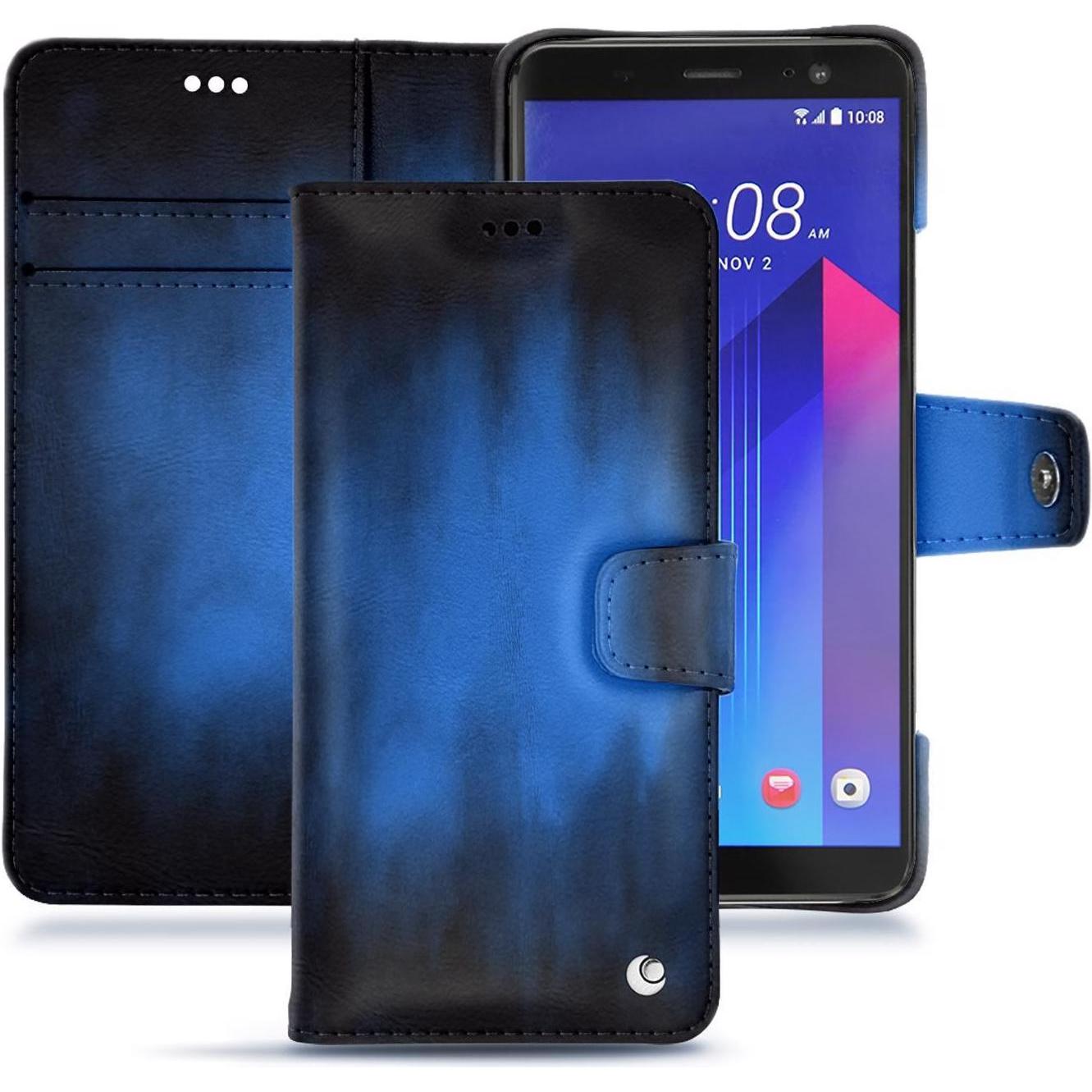 Noreve Lederschutzhülle Wallet (HTC U11+), Smartphone Hülle, Blau